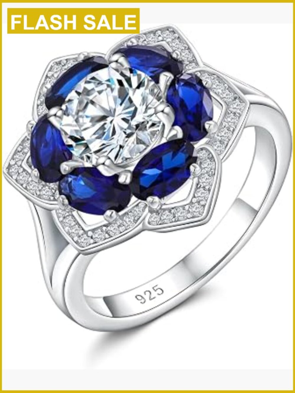 Sterling Silver Flower Promise Ring Six Leaf Clover Statement Size 6-10